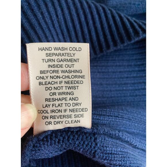 Chunky Knit Navy Long Sleeve Crew Neck Women's Sweater Size L - Picture 7 of 7